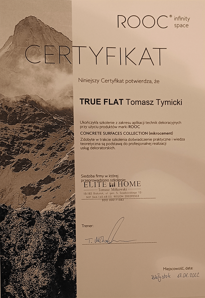 Certyfikat True Flat